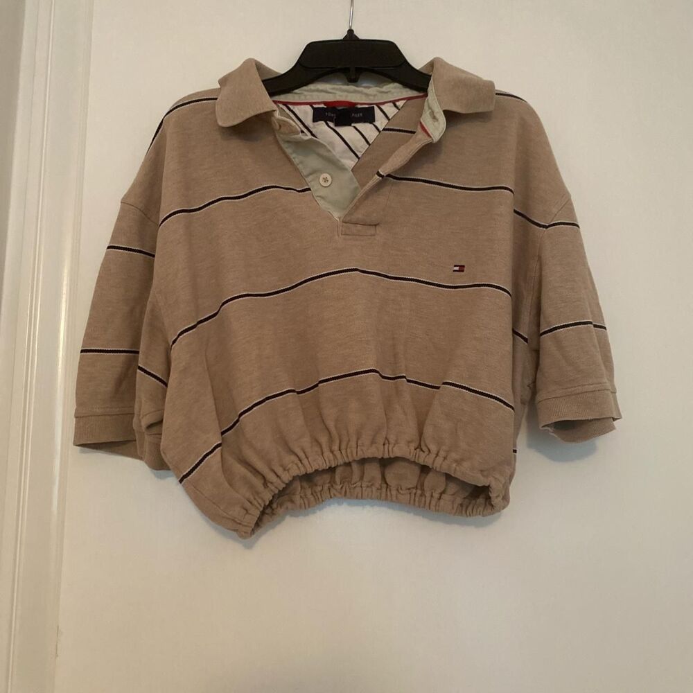 Tommy-hilfiger Women's Tan and Navy Crop-top